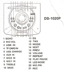 اسپیکر بلوتوثی داتیس مدل DS-1020P